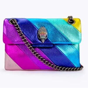 USED KURT GEIGER MINI LEATHER KENSINGTON BAG (Rainbow Metallic)
